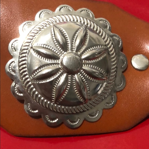 VINTAGE SOUTH WESTERN LEATHER HIGH WAIST BELT SILV - Picture 7 of 7